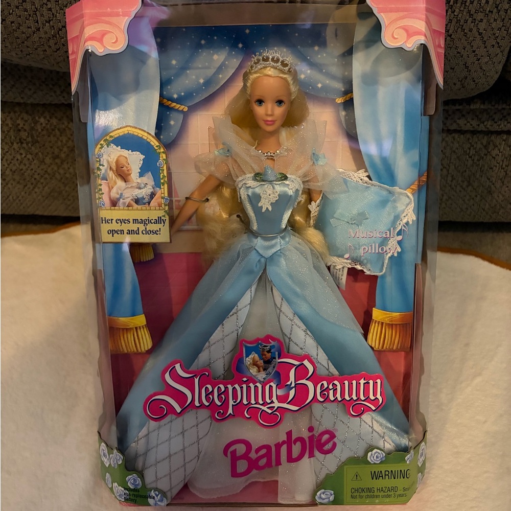 Mattel 1998 Vintage Sleeping Beauty Barbie Doll with Open and Close Eyes